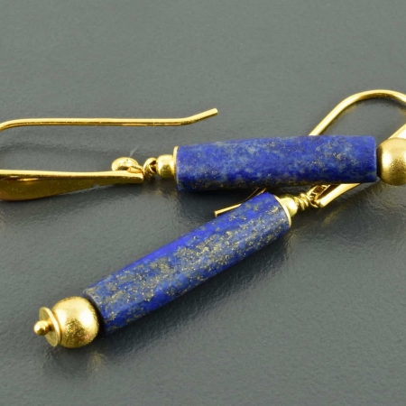 Lapislazuli Ohrringe Natürliche Glatte Lange Teardrop Baumeln 14k Solid